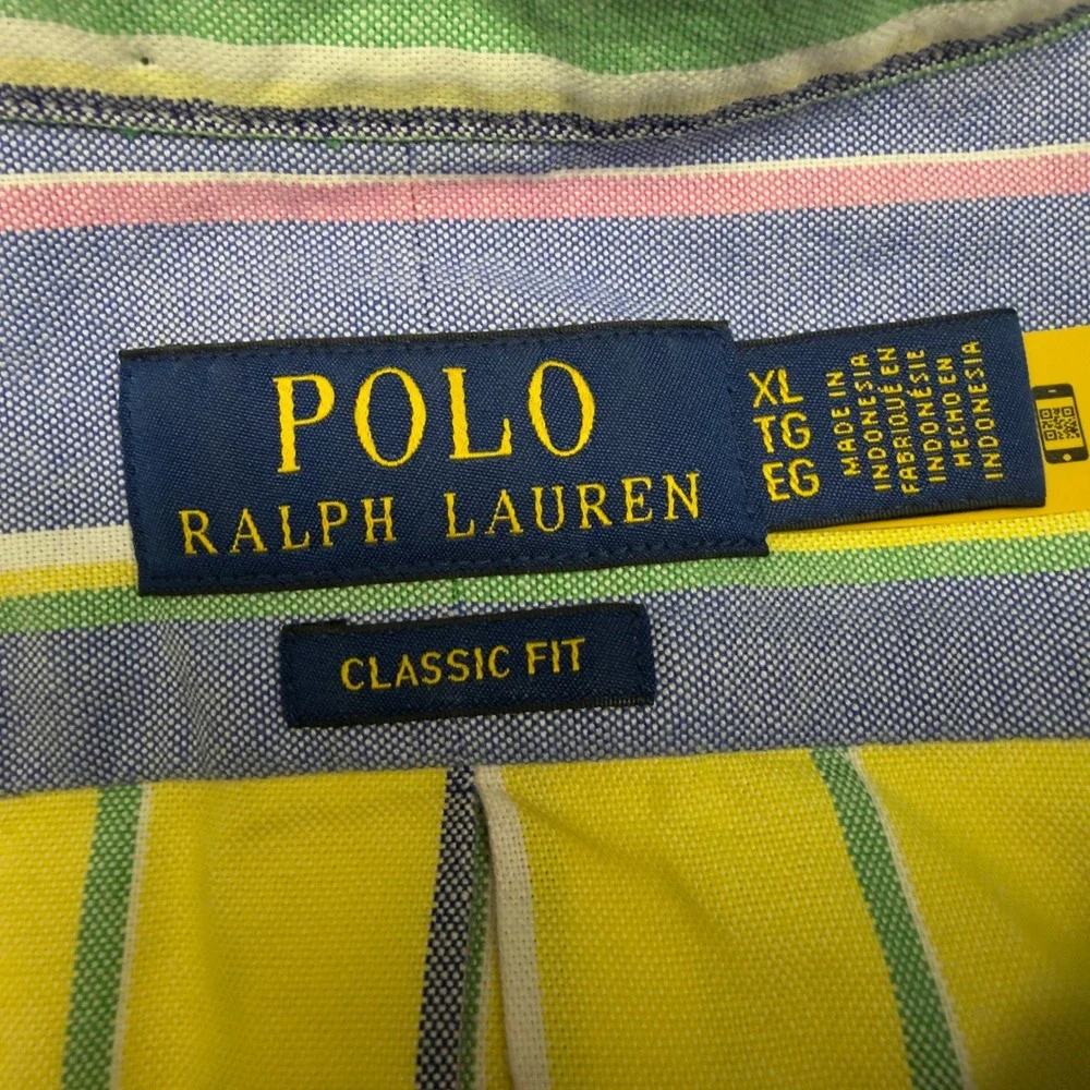 Polo Ralph Lauren Shirt Mens XL Striped Colorblock Button Down Preppy Coastal